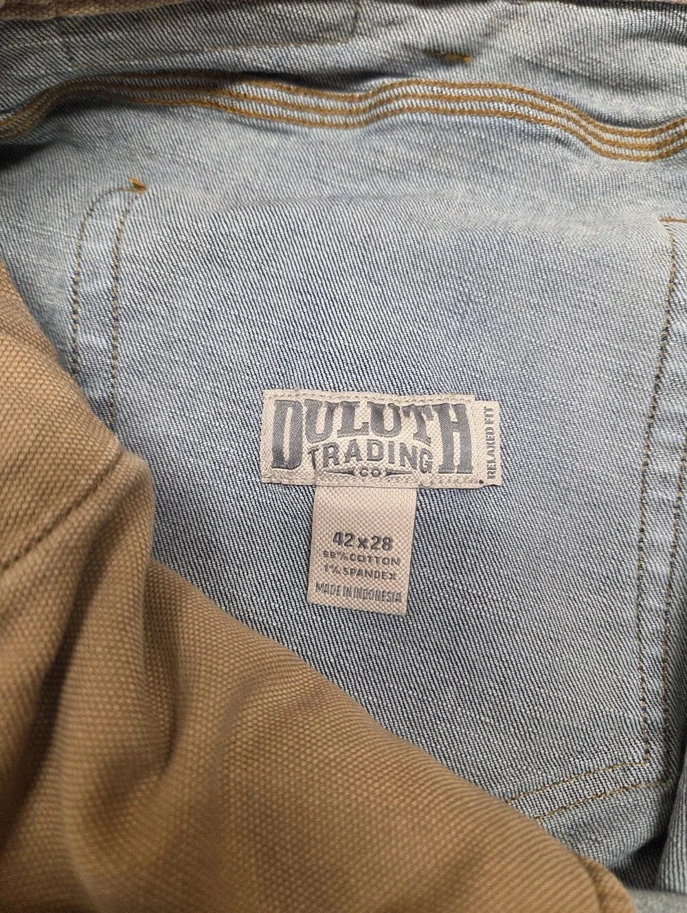 Duluth Trading Flex Ballroom Jeans Mens 42x28 Relaxed Fit Blue Denim